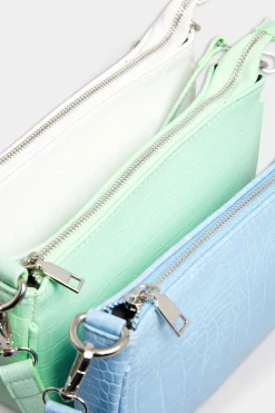 Yours Yours Light Green Faux Croc Shoulder Bag