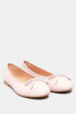 Yours Yours Light Pink Ballerina Pumps In Wide E Fit & Extra Wide Eee Fit