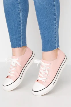 Yours Yours Light Pink Canvas Platform Sole Low Trainers In Wide E Fit