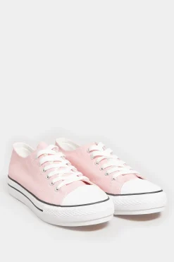 Yours Yours Light Pink Canvas Platform Sole Low Trainers In Wide E Fit
