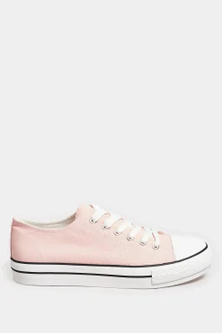Yours Yours Light Pink Canvas Platform Sole Low Trainers In Wide E Fit