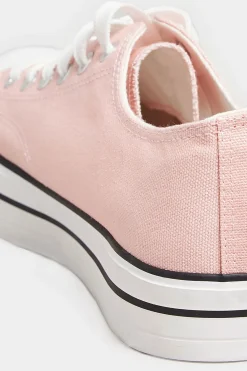Yours Yours Light Pink Canvas Platform Sole Low Trainers In Wide E Fit