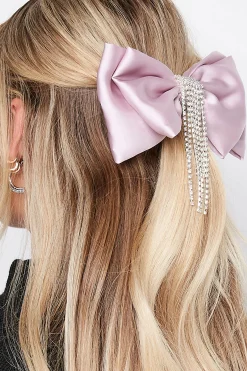 Yours Yours Lilac Purple Diamante Tassel Bow Hair Clip