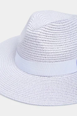 Yours Yours Lilac Purple Straw Fedora Hat
