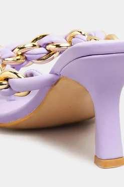 Yours Yours Lilac Purple Square Toe Post Chain Mules In Standard Fit