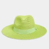 Yours Yours Lime Green Straw Fedora Hat