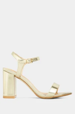 Yours Yours Limited Collection Gold Block Heeled Sandal In Wide E Fit & Extra Wide Eee Fit