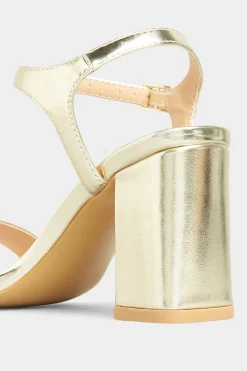 Yours Yours Limited Collection Gold Block Heeled Sandal In Wide E Fit & Extra Wide Eee Fit