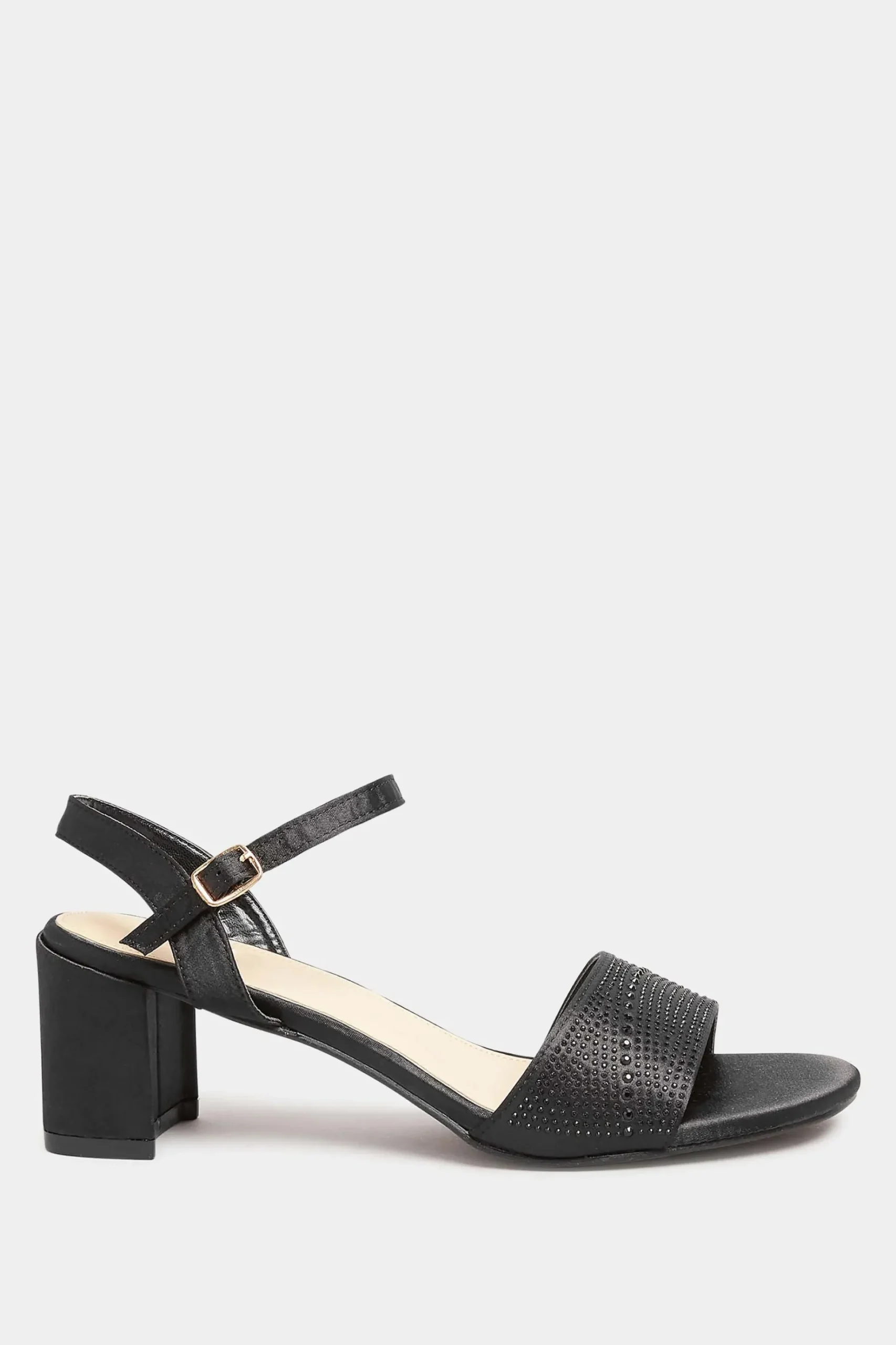 Yours Yours Limited Collection Black Satin Embellished Block Heel Sandals In Wide E Fit