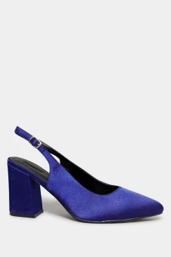 Yours Yours Limited Collection Cobalt Blue Pointed Block Heel Court Shoes In Wide E Fit & Extra Wide Eee Fit