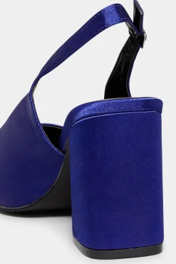 Yours Yours Limited Collection Cobalt Blue Pointed Block Heel Court Shoes In Wide E Fit & Extra Wide Eee Fit