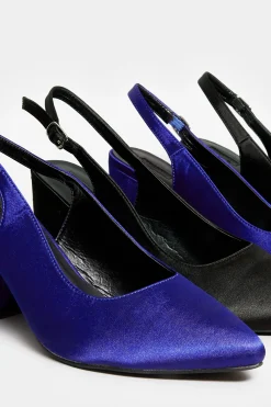 Yours Yours Limited Collection Cobalt Blue Pointed Block Heel Court Shoes In Wide E Fit & Extra Wide Eee Fit