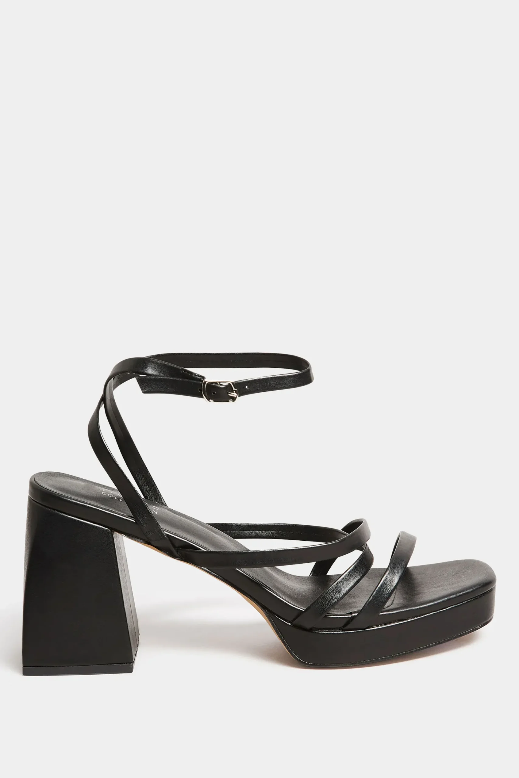 Yours Yours Limited Collection Black Strappy Faux Leather Platform Block Heel Sandals In Wide E Fit & Extra Wide Eee Fit