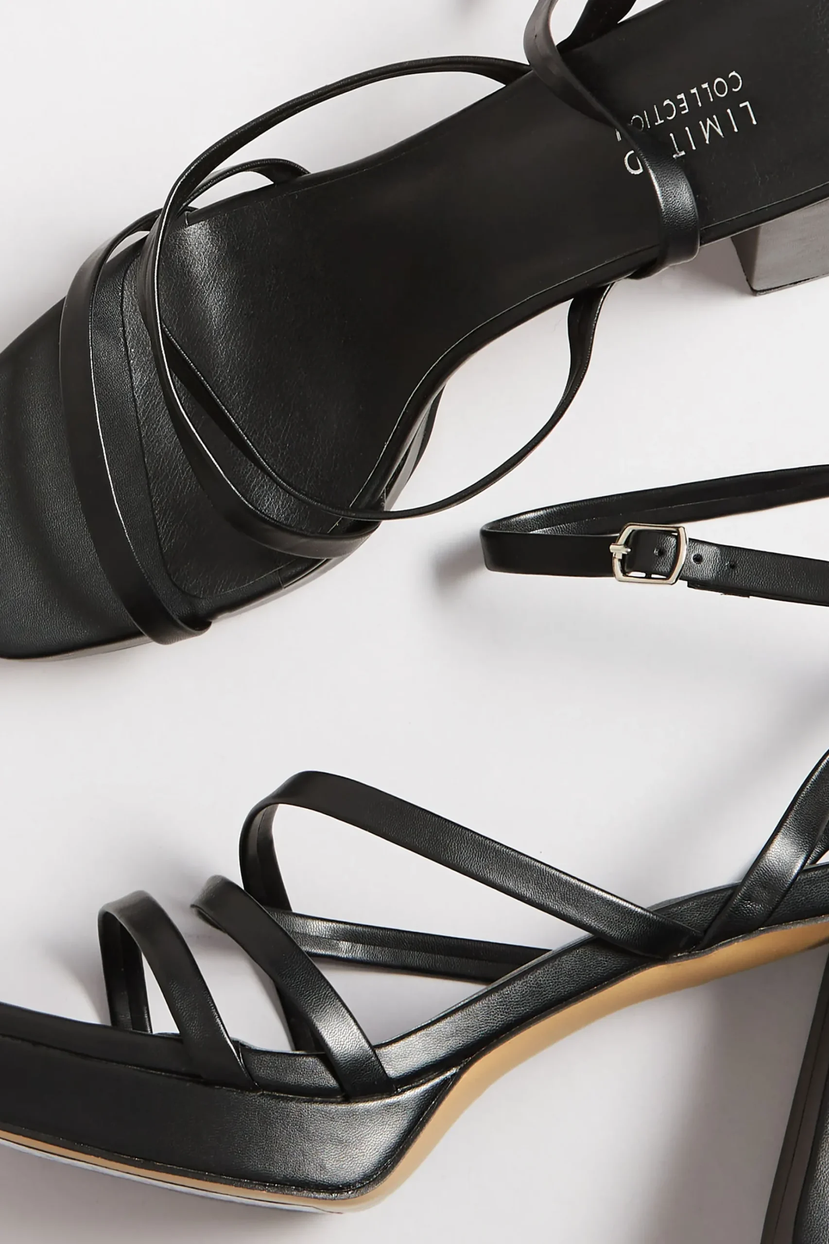 Yours Yours Limited Collection Black Strappy Faux Leather Platform Block Heel Sandals In Wide E Fit & Extra Wide Eee Fit