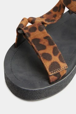Yours Yours Limited Collection Black Leopard Print Sporty Platform Sandals In Extra Wide Eee Fit