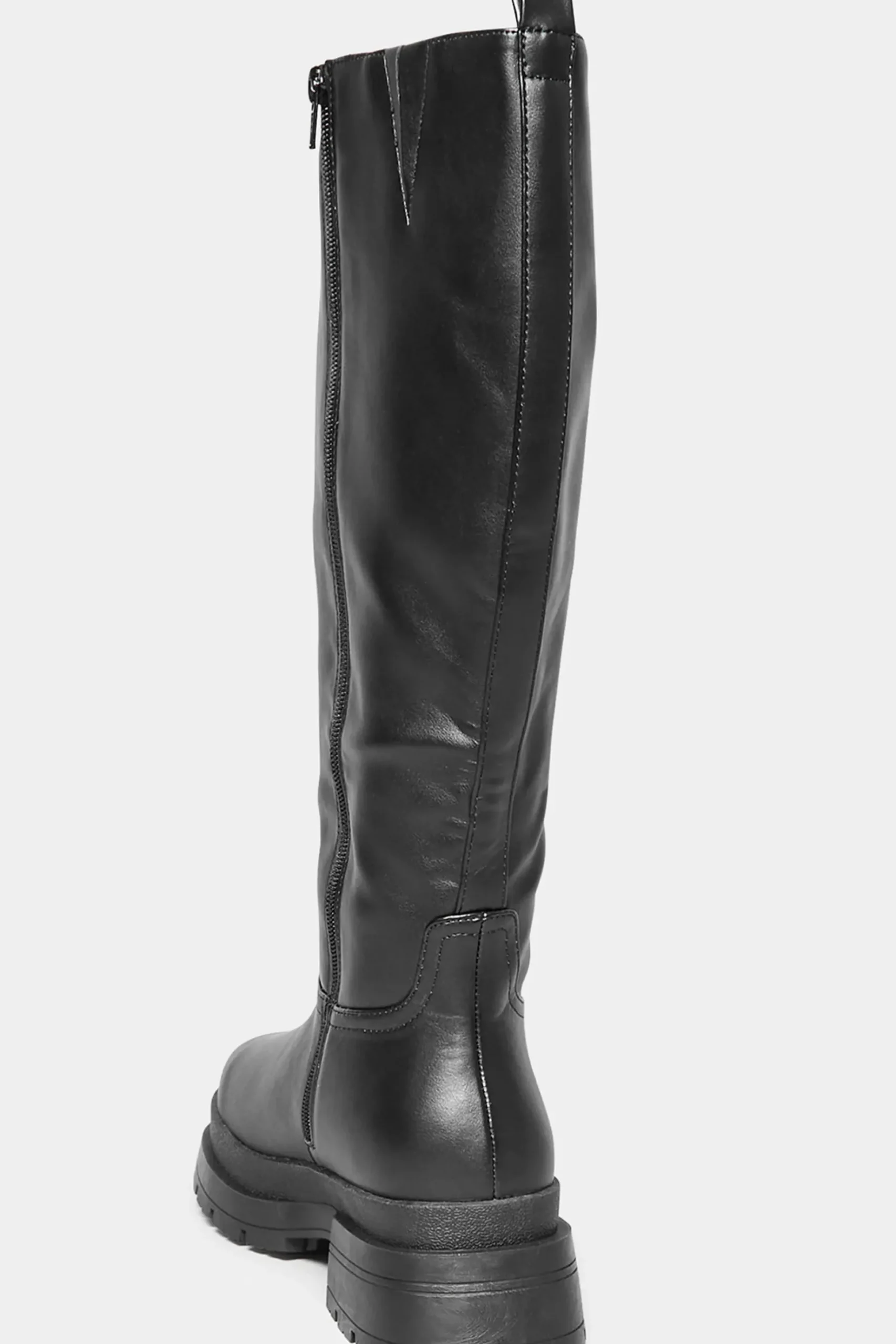 Yours Yours Limited Collection Black Faux Leather Pull On Knee High Boots In Extra Wide Eee Fit