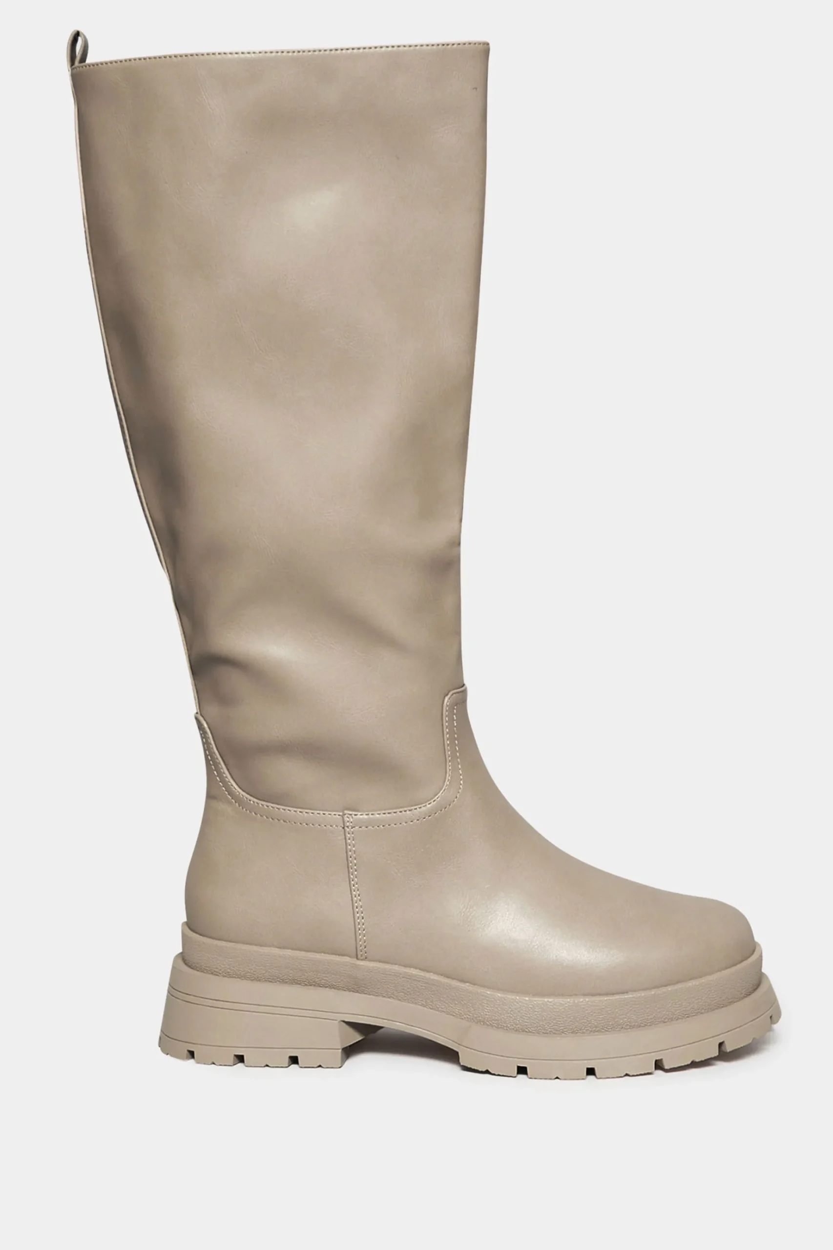 Yours Yours Limited Collection Beige Brown Faux Leather Knee High Boots In Extra Wide Eee Fit