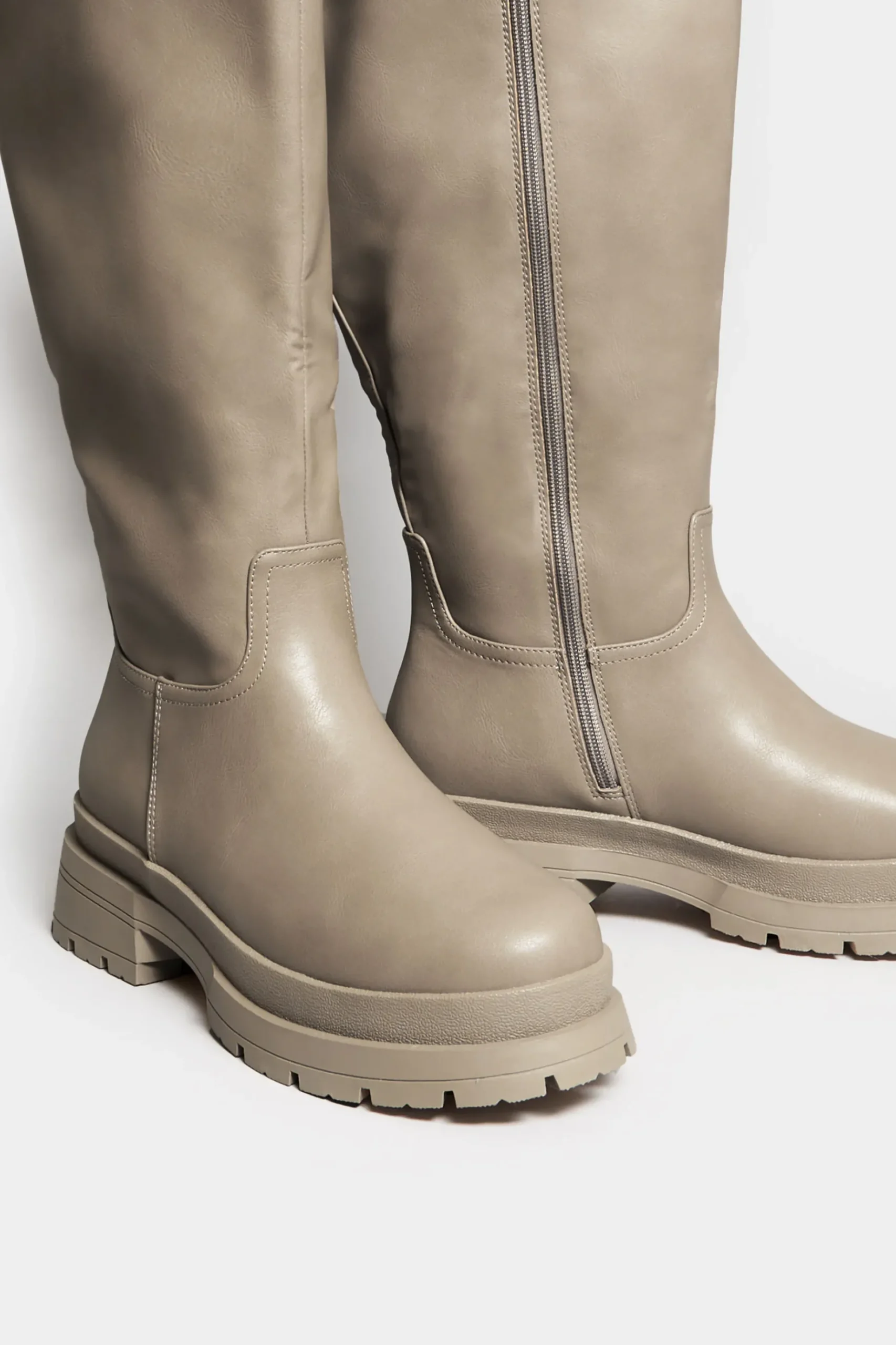 Yours Yours Limited Collection Beige Brown Faux Leather Knee High Boots In Extra Wide Eee Fit