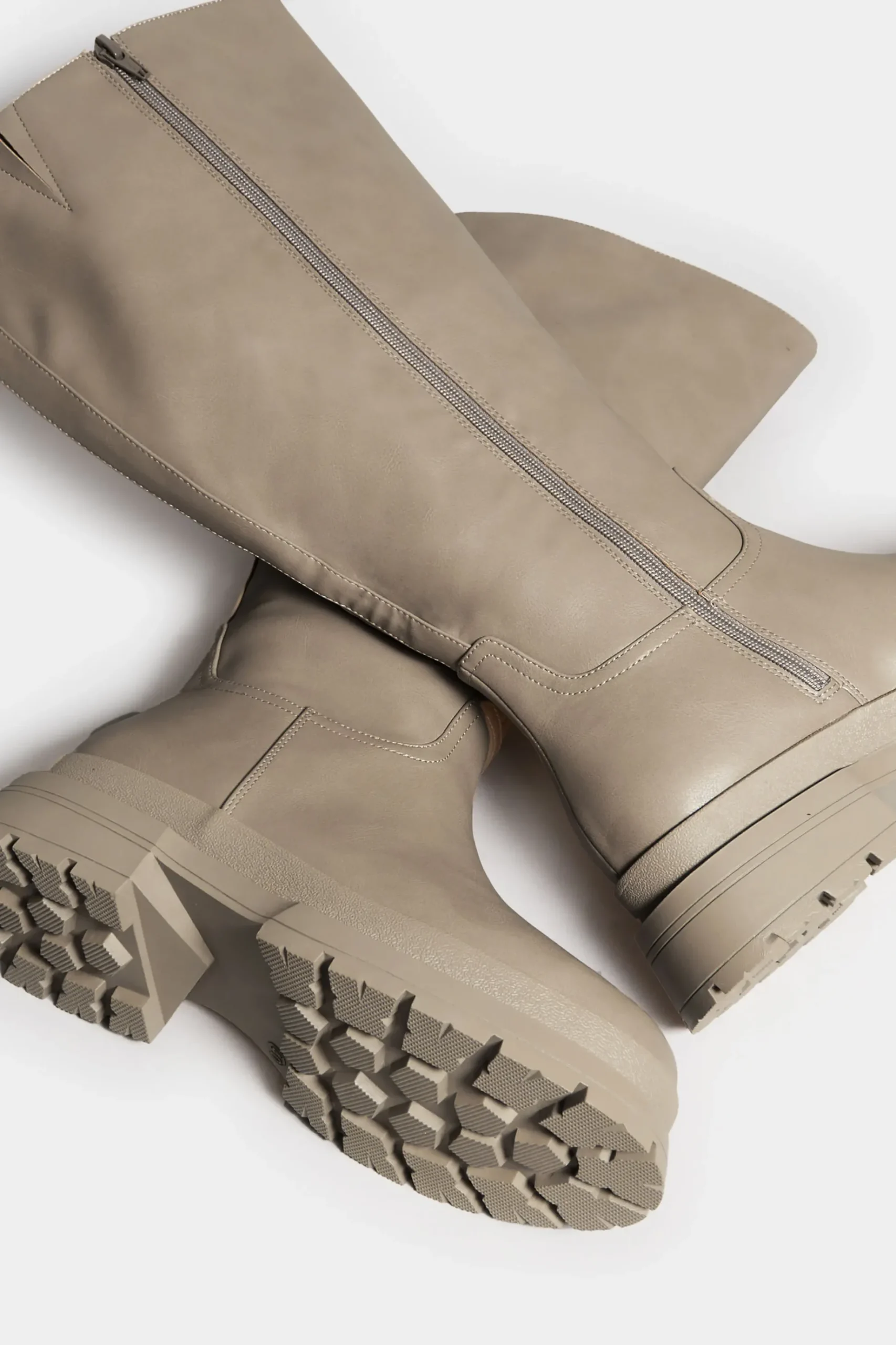 Yours Yours Limited Collection Beige Brown Faux Leather Knee High Boots In Extra Wide Eee Fit