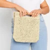 Yours Yours Natural Brown Crochet Bamboo Bag