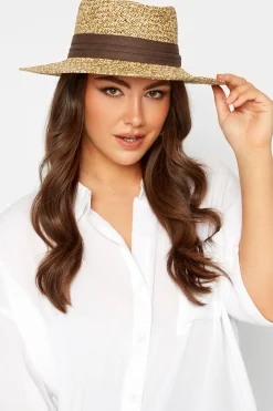 Yours Yours Natural Brown Straw Boater Hat