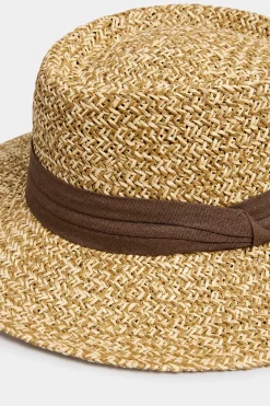 Yours Yours Natural Brown Straw Boater Hat