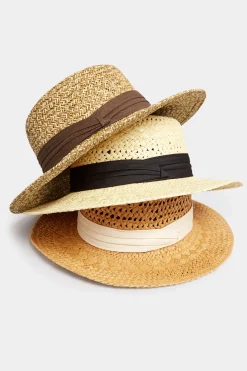 Yours Yours Natural Brown Straw Boater Hat