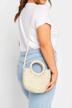 Yours Yours Natural Brown Circle Handle Straw Bag