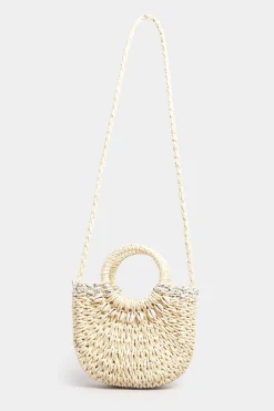 Yours Yours Natural Brown Circle Handle Straw Bag