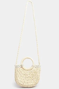Yours Yours Natural Brown Circle Handle Straw Bag
