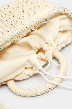 Yours Yours Natural Brown Circle Handle Straw Bag
