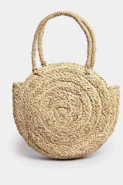 Yours Yours Natural Brown Round Straw Shoulder Bag