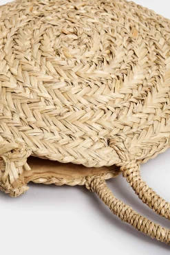 Yours Yours Natural Brown Round Straw Shoulder Bag