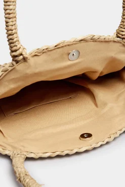 Yours Yours Natural Brown Round Straw Shoulder Bag