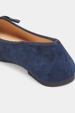 Yours Yours Navy Blue Ballerina Pumps In Wide E Fit & Extra Wide Eee Fit
