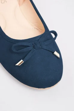 Yours Yours Navy Blue Ballerina Pumps In Wide E Fit & Extra Wide Eee Fit