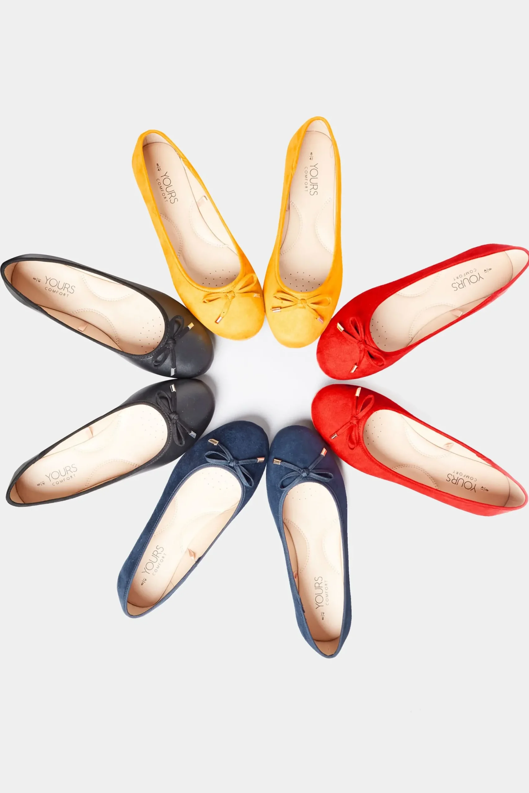 Yours Yours Navy Blue Ballerina Pumps In Wide E Fit & Extra Wide Eee Fit