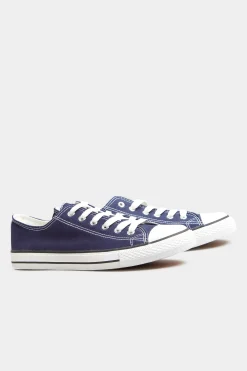 Yours Yours Navy Blue Low Canvas Trainer In Wide E Fit