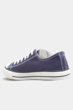 Yours Yours Navy Blue Low Canvas Trainer In Wide E Fit