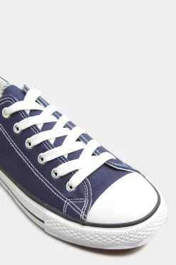 Yours Yours Navy Blue Low Canvas Trainer In Wide E Fit