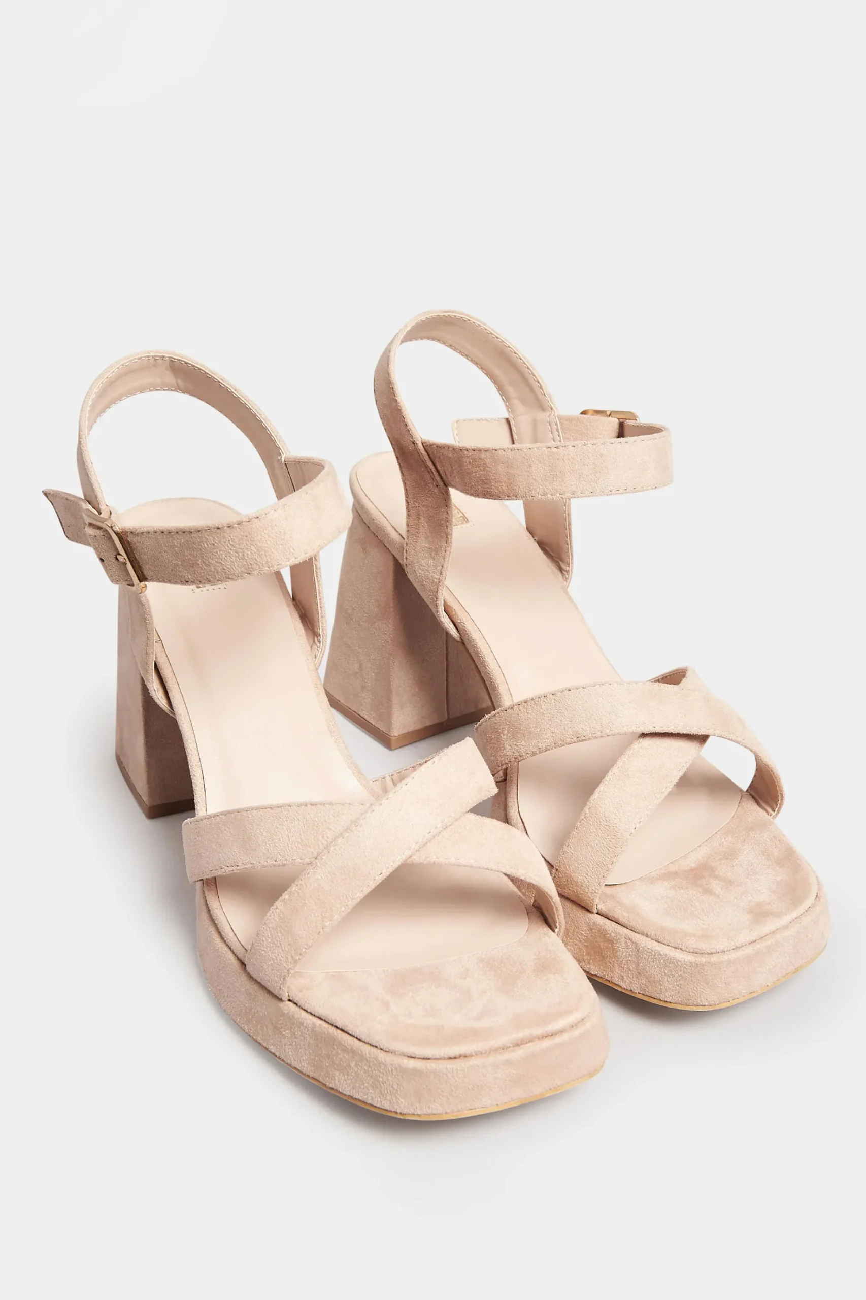 Yours Yours Nude Platform Flat Sandal Heels In Wide E Fit & Extra Wide Eee Fit