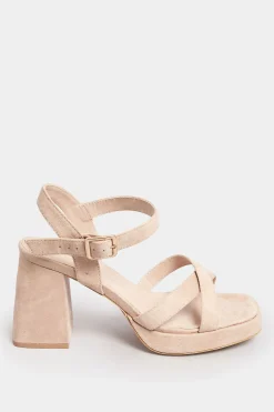 Yours Yours Nude Platform Flat Sandal Heels In Wide E Fit & Extra Wide Eee Fit
