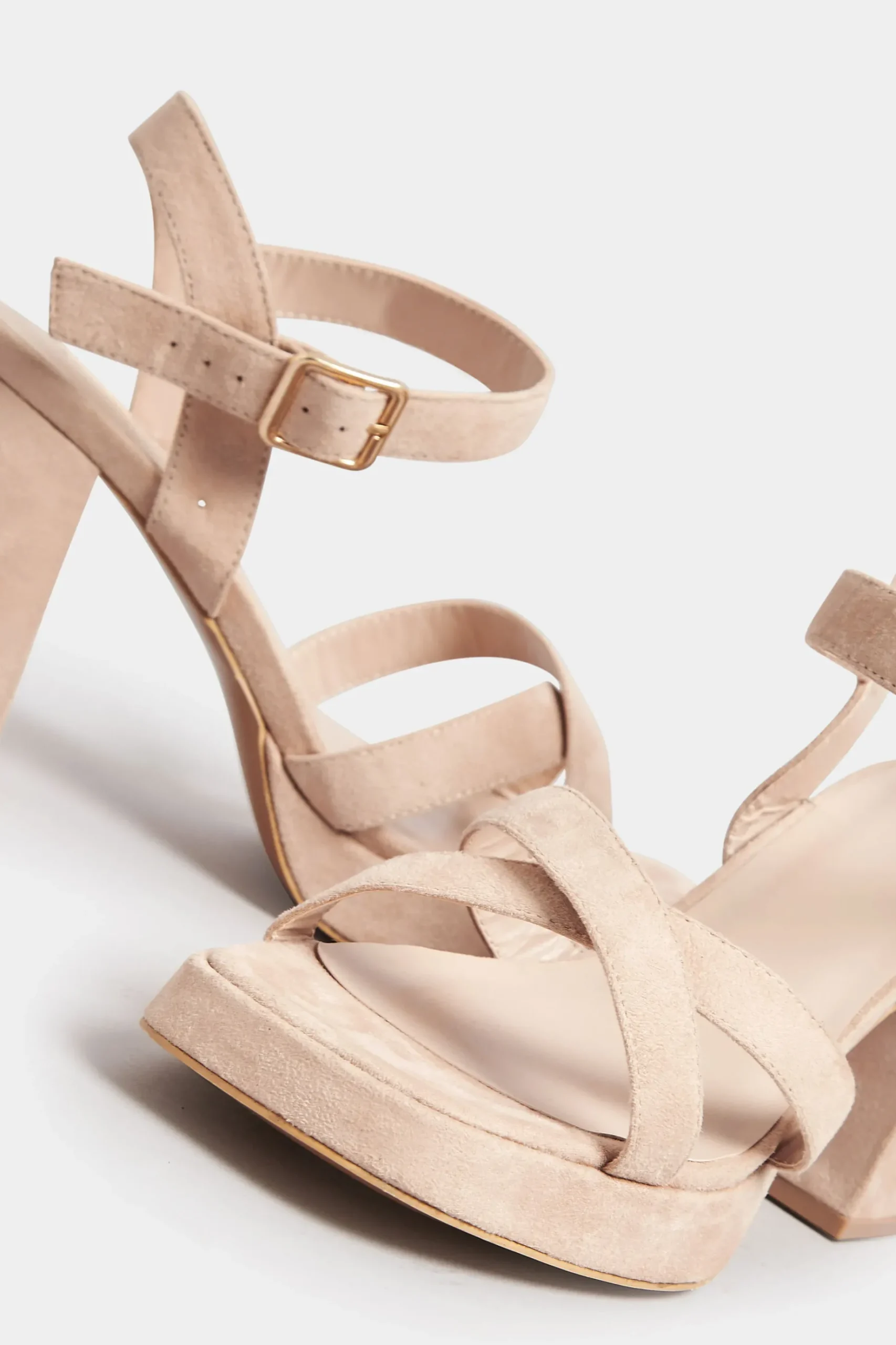 Yours Yours Nude Platform Flat Sandal Heels In Wide E Fit & Extra Wide Eee Fit