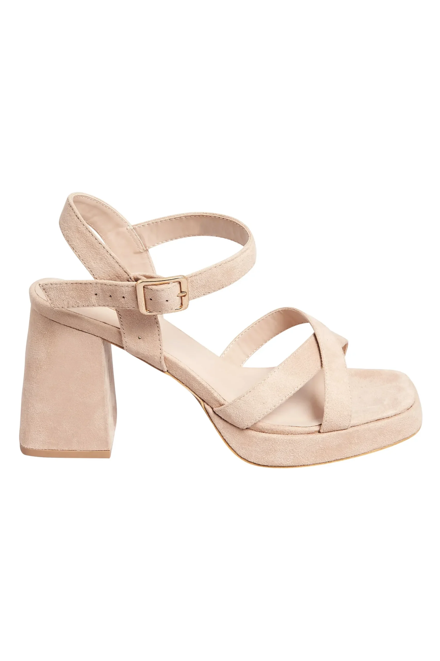 Yours Yours Nude Platform Flat Sandal Heels In Wide E Fit & Extra Wide Eee Fit