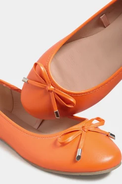 Yours Yours Orange Ballerina Pumps In Wide E Fit & Extra Wide Eee Fit