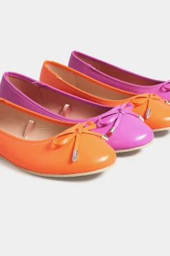 Yours Yours Orange Ballerina Pumps In Wide E Fit & Extra Wide Eee Fit