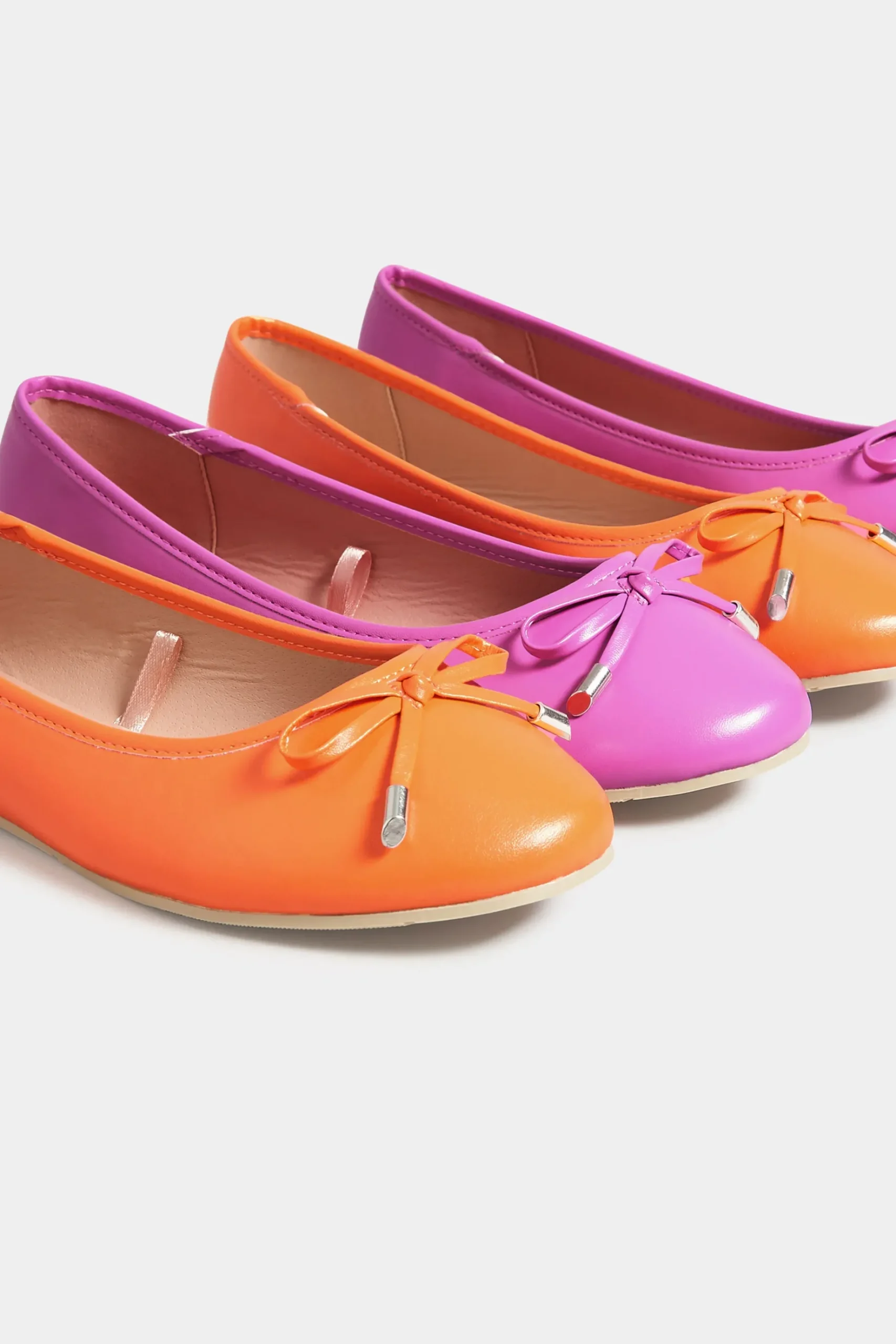 Yours Yours Orange Ballerina Pumps In Wide E Fit & Extra Wide Eee Fit
