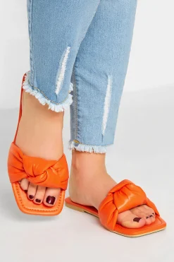Yours Yours Orange Knot Mule Sandals In Extra Wide Eee Fit