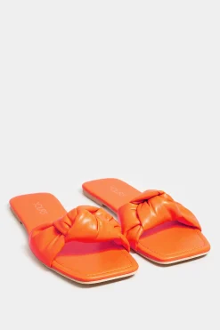 Yours Yours Orange Knot Mule Sandals In Extra Wide Eee Fit