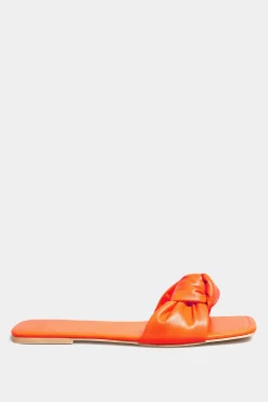 Yours Yours Orange Knot Mule Sandals In Extra Wide Eee Fit